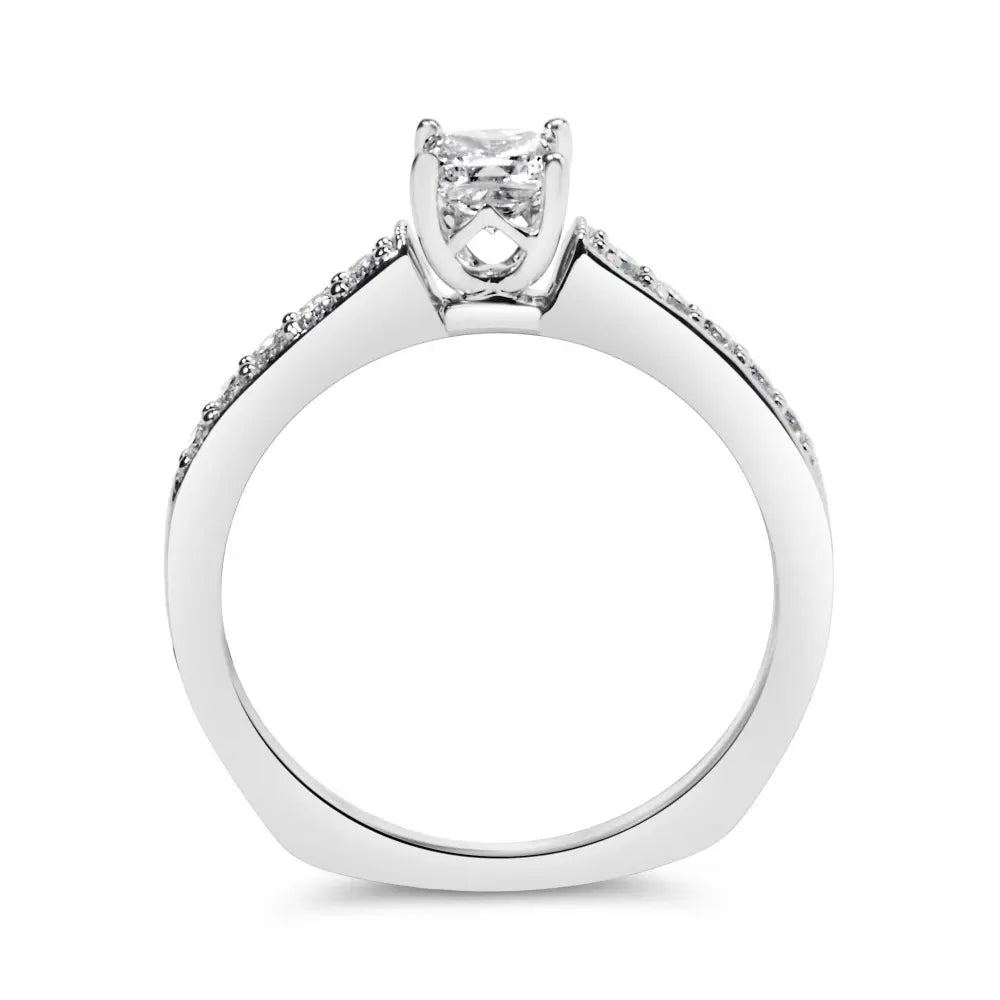 14K White Gold Diamond 1/2 Cttw Princess Cut Diamond Engagement Ring (G-H Color, VS2-SI1 Clarity) - Size 7 - Bijoux-NYC Direct