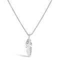 14k white gold diamond accent feather pendant necklace with 18 inch chain bijoux-nyc direct