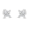14k white gold marquise diamond flower stud earrings 1.00 cttw bijoux-nyc direct