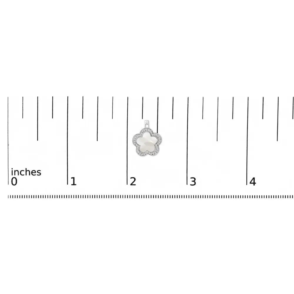 14K White Gold Mother of Pearl and 1/5 Cttw Diamond Halo Star Stud Earrings - Bijoux-NYC Direct