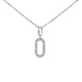 14k white gold pave diamond paperclip pendant necklace 18 inch bijoux-nyc direct