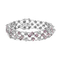 14k white gold pink sapphire and 1.25ct diamond floral lattice bracelet bijoux-nyc direct