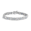 14k white gold princess cut blue and white diamond link bracelet 3.00cttw bijoux-nyc direct