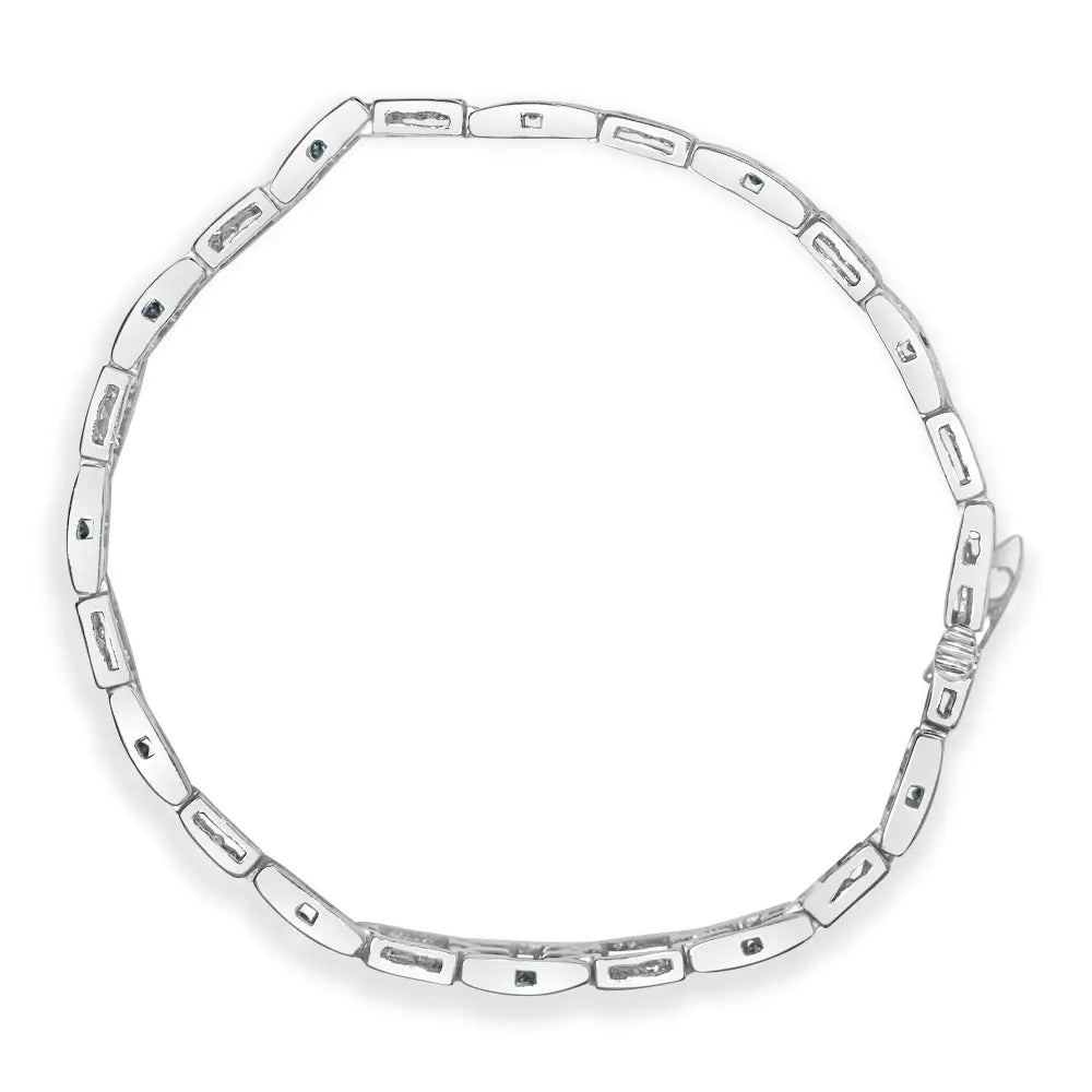 14k white gold princess cut blue and white diamond link bracelet 3.00cttw bijoux-nyc direct