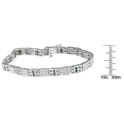 14K White Gold Princess-Cut white and Blue Diamond Fashion Bracelet(3.00 cttw,H-I Color,SI1-SI2 Clarity) - Bijoux-NYC Direct