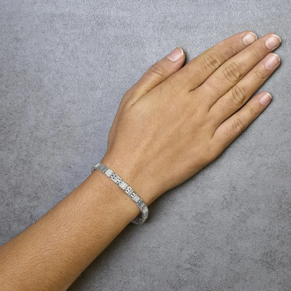 14k white gold princess cut blue and white diamond link bracelet 3.00cttw bijoux-nyc direct