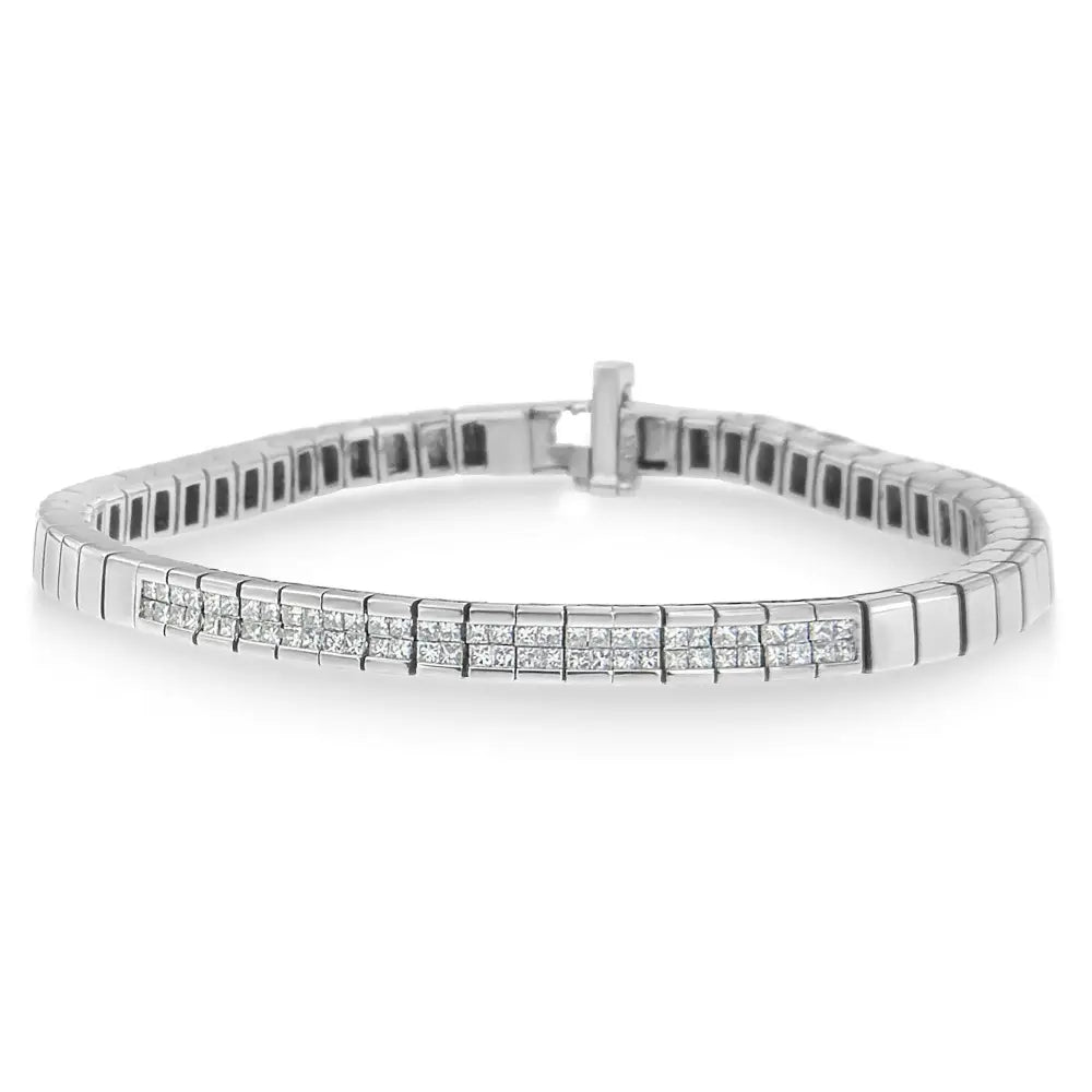 14k white gold princess cut diamond bracelet 1.00 cttw 7 inch bijoux-nyc direct