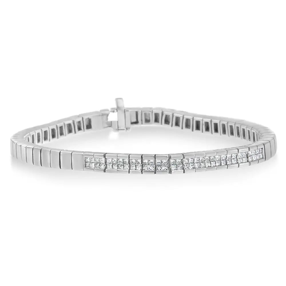 14k white gold princess cut diamond bracelet 1.00 cttw 7 inch bijoux-nyc direct