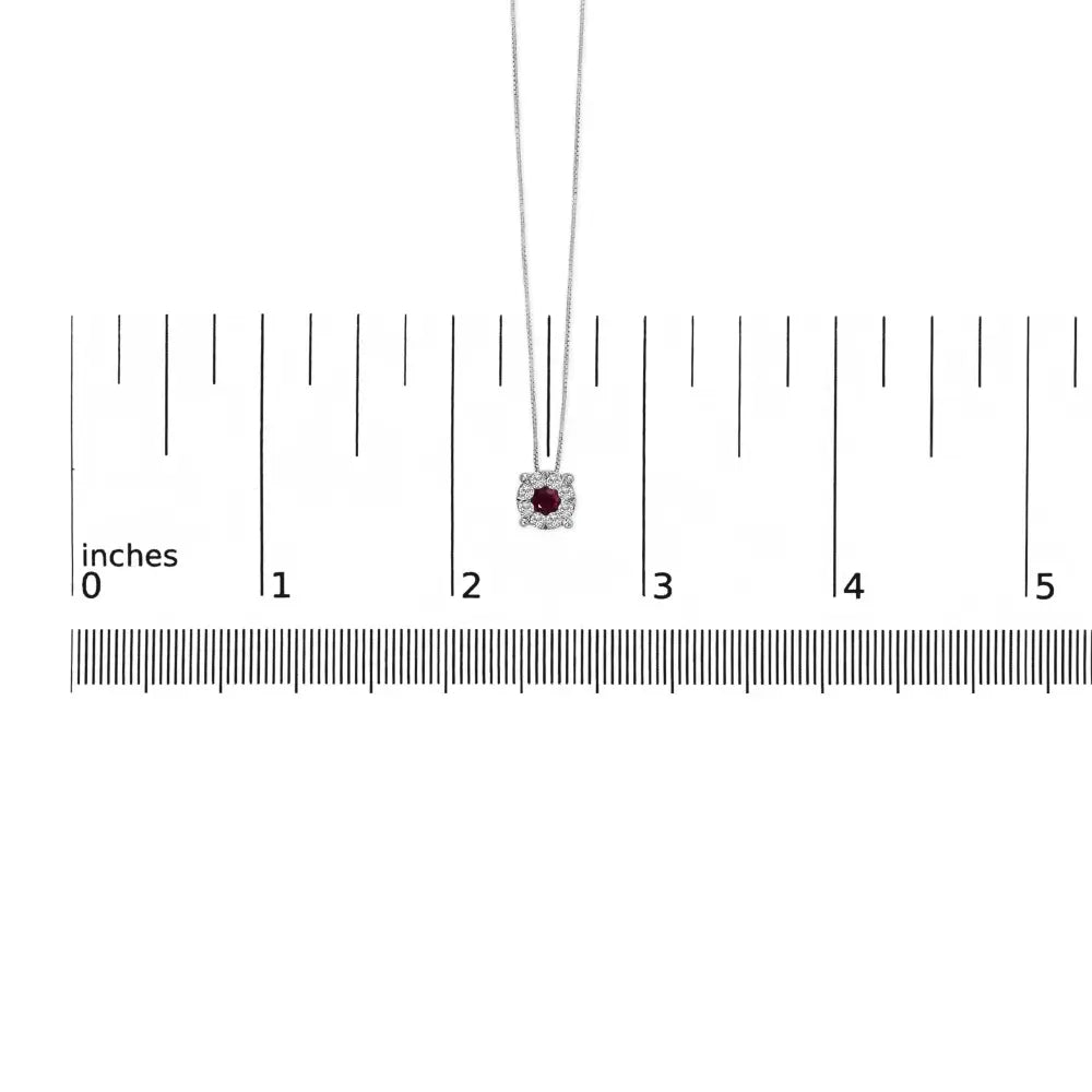 14k white gold 1/3 cttw diamond and red ruby halo pendant necklace bijoux-nyc direct
