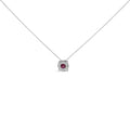 14k white gold 1/3 cttw diamond and red ruby halo pendant necklace bijoux-nyc direct