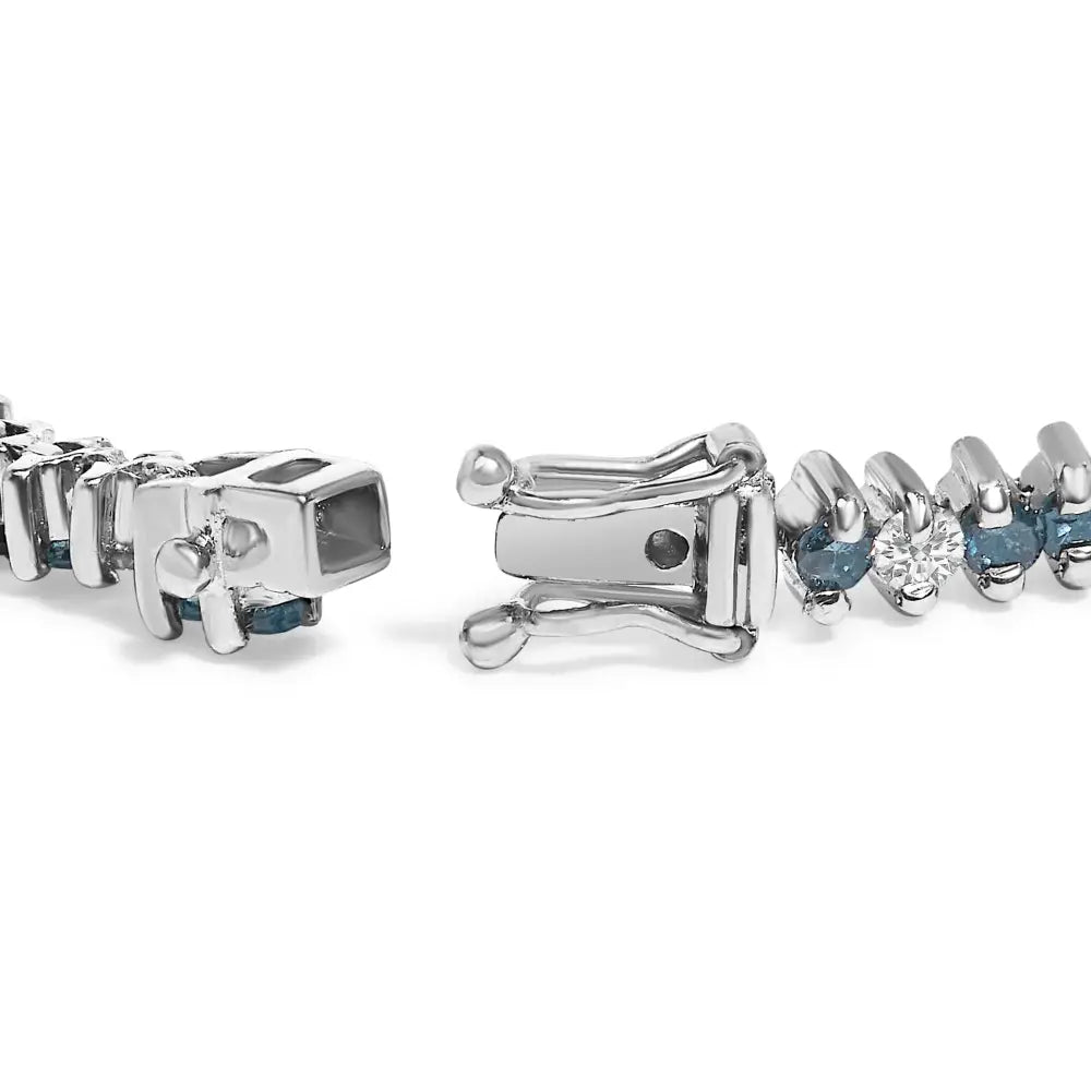 14k white gold 3.70 cttw blue and white diamond fashion bracelet bijoux-nyc direct