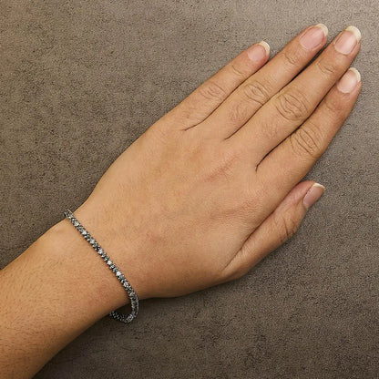 14K White Gold Round-Cut white and Blue Diamond Fashion Bracelet (3.70 cttw, H-I Color, SI1-SI2 Clarity) - Bijoux-NYC Direct