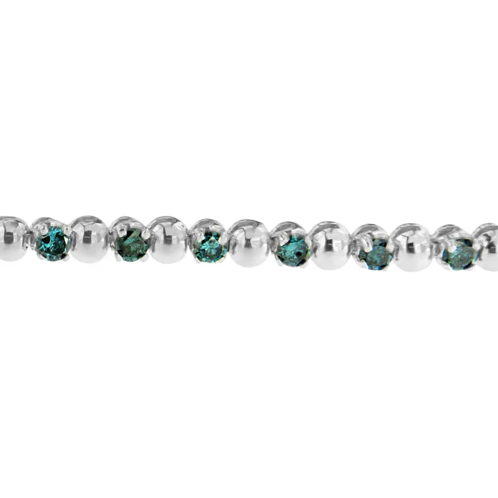 14K White Gold Round-Cut Blue Diamonds Bracelet (3.00 cttw, Blue Color, Clarity) - Bijoux-NYC Direct