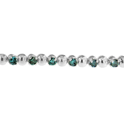 14K White Gold Round-Cut Blue Diamonds Bracelet (3.00 cttw, Blue Color, Clarity) - Bijoux-NYC Direct