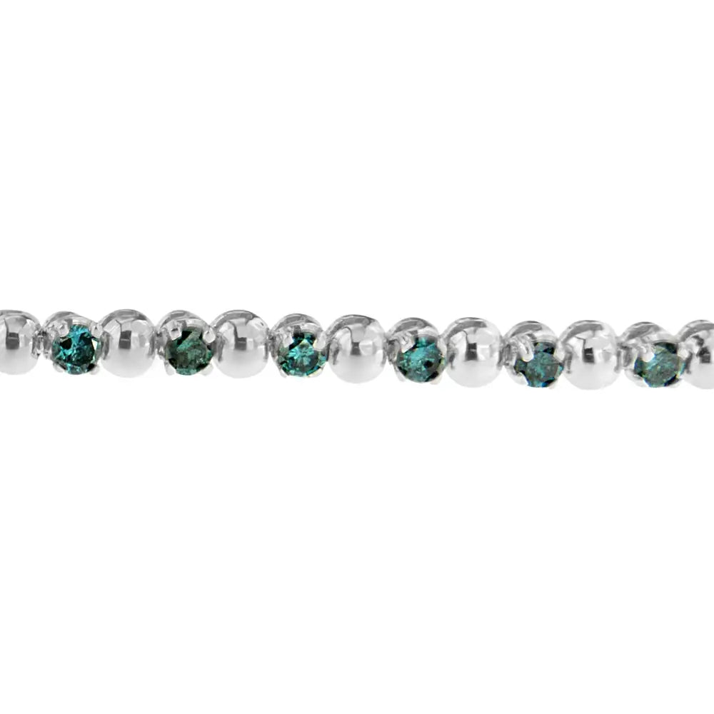 14k white gold 3.00 cttw round blue diamond vintage tennis bracelet bijoux-nyc direct