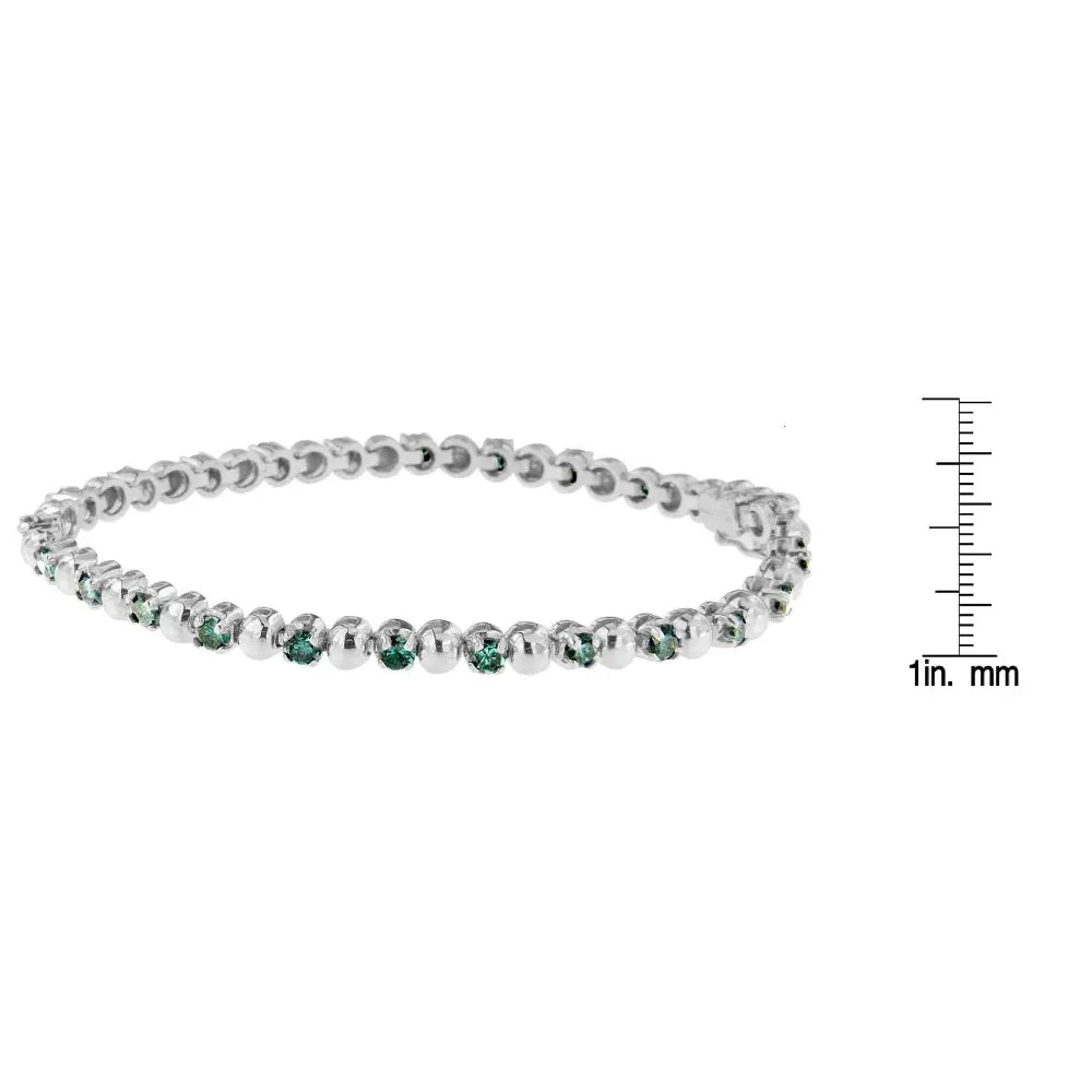 14K White Gold Round-Cut Blue Diamonds Bracelet (3.00 cttw, Blue Color, Clarity) - Bijoux-NYC Direct
