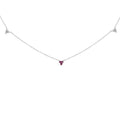 14k white gold ruby and 1/5 cttw diamond tri station necklace bijoux-nyc direct