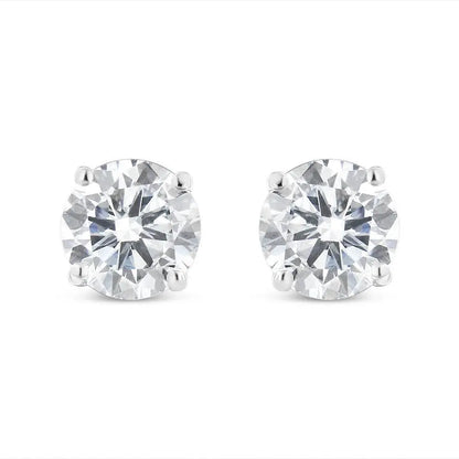 14k White Gold Solitaire Diamond Stud Earrings (1.5 cttw, H-I Color, SI1-SI2 Clarity) - Bijoux-NYC Direct