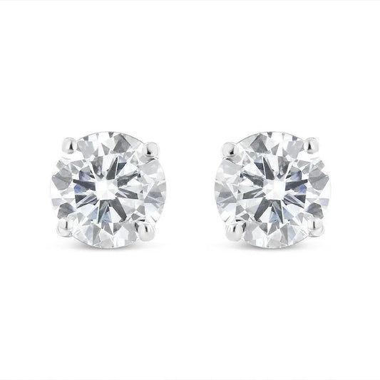 14k White Gold Solitaire Diamond Stud Earrings (1.5 cttw, H-I Color, SI1-SI2 Clarity) - Bijoux-NYC Direct