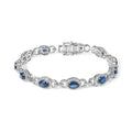 14k white gold vintage oval blue sapphire and 1.50ctw diamond bracelet bijoux-nyc direct