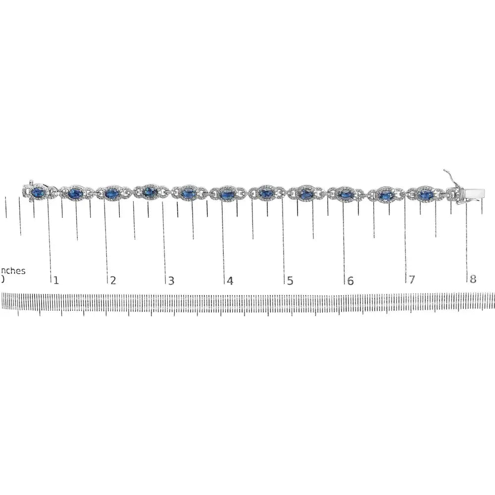 14k white gold vintage oval blue sapphire and 1.50ctw diamond bracelet bijoux-nyc direct