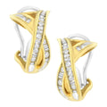 14k two tone gold 1/2 ct tdw x shape diamond crossover hoop earrings bijoux-nyc direct