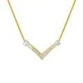 Princess cut diamond v-shape pendant necklace in 14k two-tone gold – 1/4 cttw bijoux-nyc direct