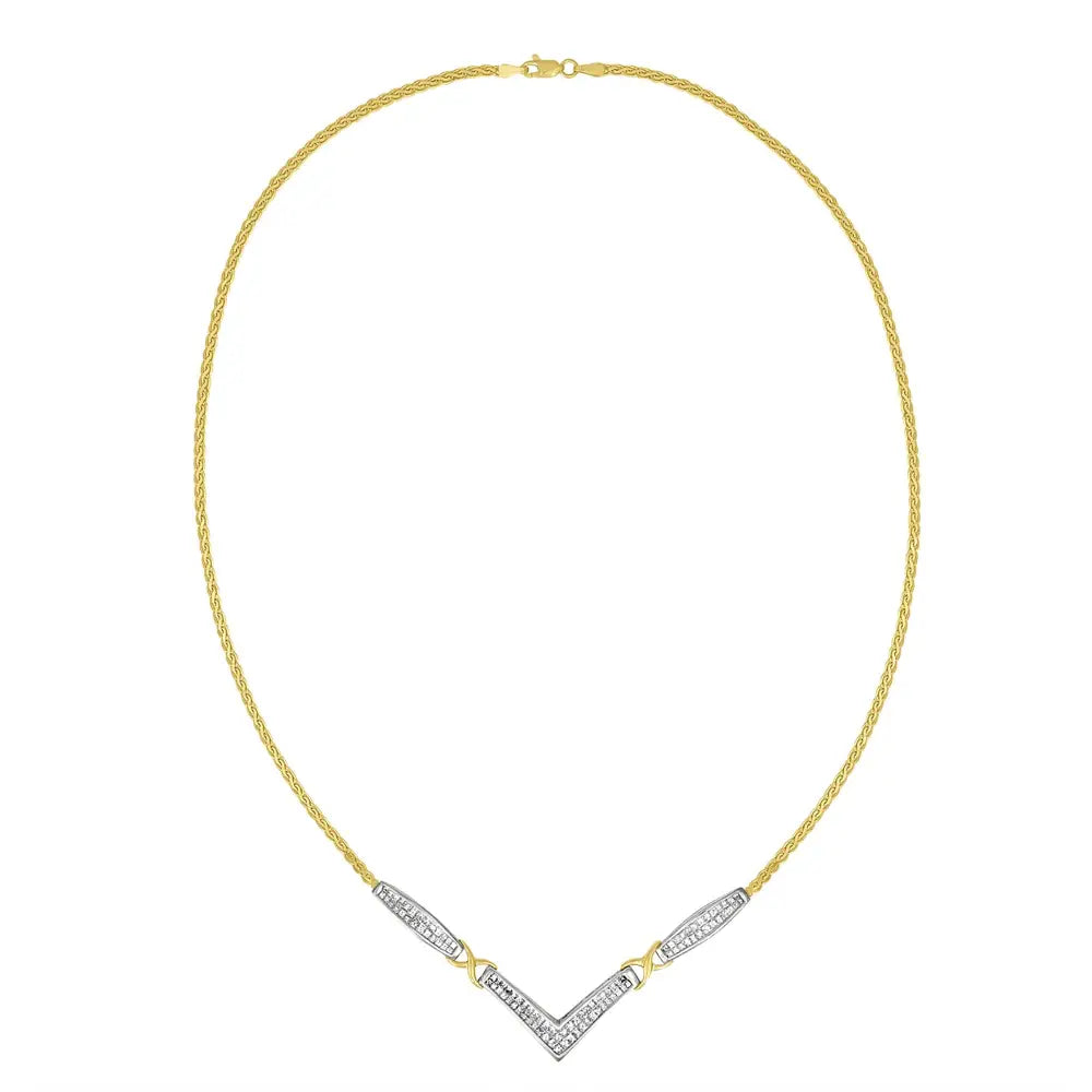 Princess cut diamond v-station franco chain necklace in 14k two-tone gold – 2 cttw bijoux-nyc direct