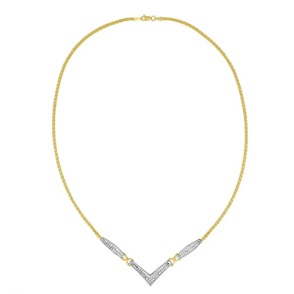 14K Yellow and White Gold 2.0 Cttw Princess Cut Diamond Flared and X-Station V Shaped 18” Franco Chain Statement Necklace (H-I Color, SI2-I1 Clarity) - Bijoux-NYC Direct