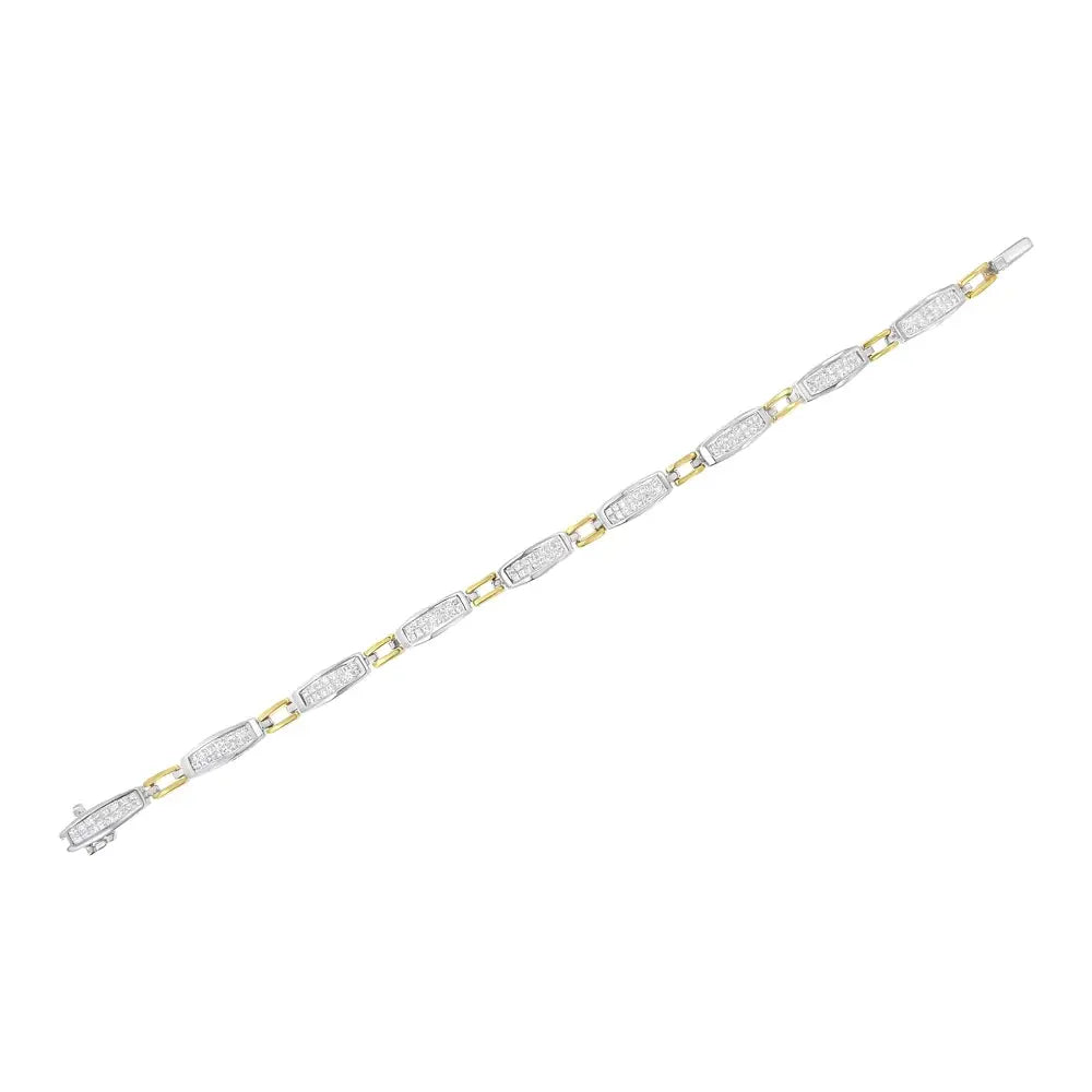 14k two tone gold 2.0ctw princess cut diamond equal sign link bracelet bijoux-nyc direct