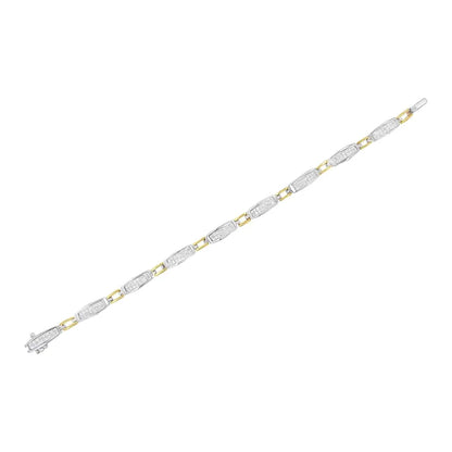 14K Yellow and White Gold 2.0 Cttw Princess Cut Diamond Tapered and Equal Sign Link Bracelet (G-H Color, SI1-SI2 Clarity) - 7" - Bijoux-NYC Direct