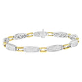14k two tone gold 2.0ctw princess cut diamond equal sign link bracelet bijoux-nyc direct