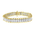 14k two-tone gold 5ctw round and baguette diamond reflective tennis bracelet bijoux-nyc direct