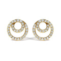 14k yellow gold 0.40 cttw diamond double circle stud earrings bijoux-nyc direct