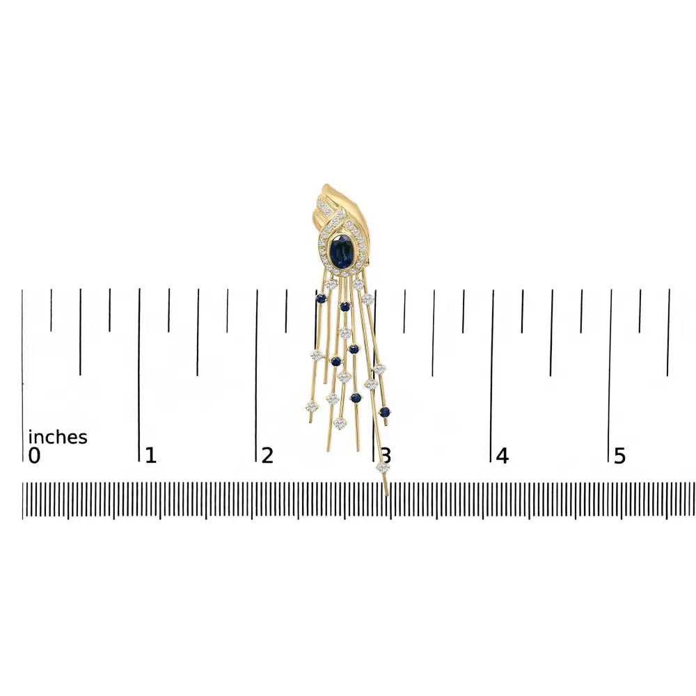 14k yellow gold 1.0 cttw diamond and blue sapphire chandelier earrings bijoux-nyc direct