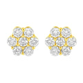1.0 cttw diamond flower stud earrings in 14k yellow gold bijoux-nyc direct