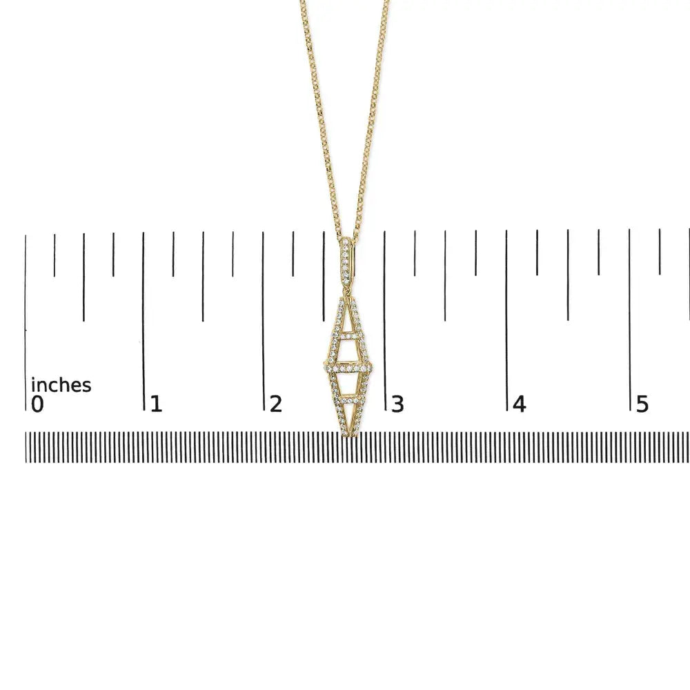 14k yellow gold 1.0 cttw diamond studded geometric double pyramid 18’’ pendant necklace (g h color si1 si2 clarity)