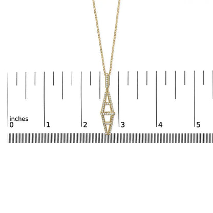14k yellow gold 1.0 cttw diamond studded geometric double pyramid 18’’ pendant necklace (g h color si1 si2 clarity)