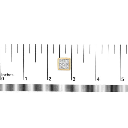 14K Yellow Gold 1.0 Cttw Princess Cut Diamond Composite Stud Earrings with Screw Backs (J-K Color, SI1-SI2 Clarity) - Bijoux-NYC Direct