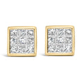 14k yellow gold 1.0 cttw princess cut diamond composite stud earrings bijoux-nyc direct