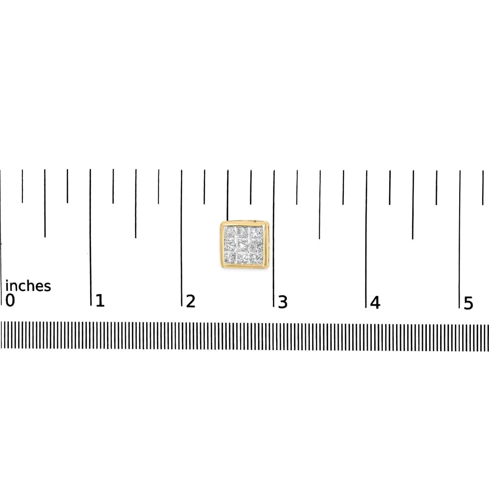 14k yellow gold 1.0 cttw princess cut diamond composite stud earrings bijoux-nyc direct