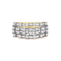 14k yellow gold 1.0 cttw round and baguette diamond multi row band ring bijoux-nyc direct