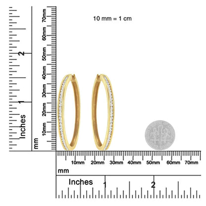 14K Yellow Gold 1.0 Cttw Round Brilliant Cut Diamond Channel Set Circle Hoop Earrings (I-J Color, I1-I2 Clarity) - Bijoux-NYC Direct