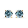 14k yellow gold 1.0 cttw round aqua blue diamond solitaire stud earrings bijoux-nyc direct
