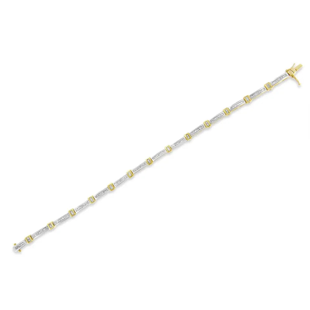 14k yellow gold 1.00 cttw baguette diamond channel link 7 inch bracelet bijoux-nyc direct
