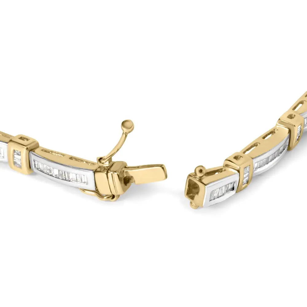 14k yellow gold 1.00 cttw baguette diamond channel link 7 inch bracelet bijoux-nyc direct