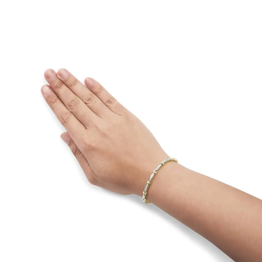 14k yellow gold 1.00 cttw baguette diamond channel link 7 inch bracelet bijoux-nyc direct