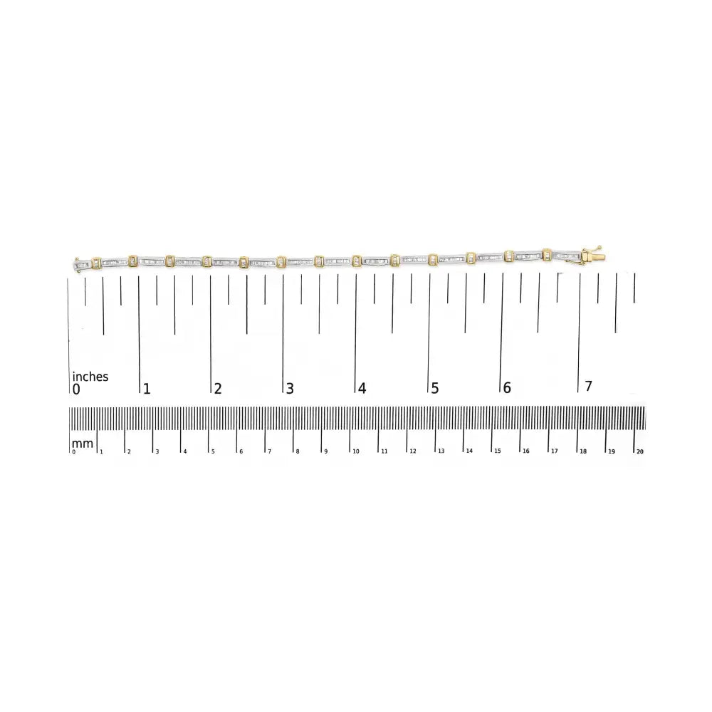 14k yellow gold 1.00 cttw baguette diamond channel link 7 inch bracelet bijoux-nyc direct