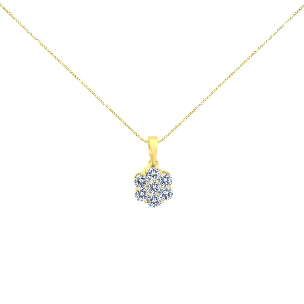 1.00 cttw seven stone diamond flower pendant in 14k yellow gold bijoux-nyc direct