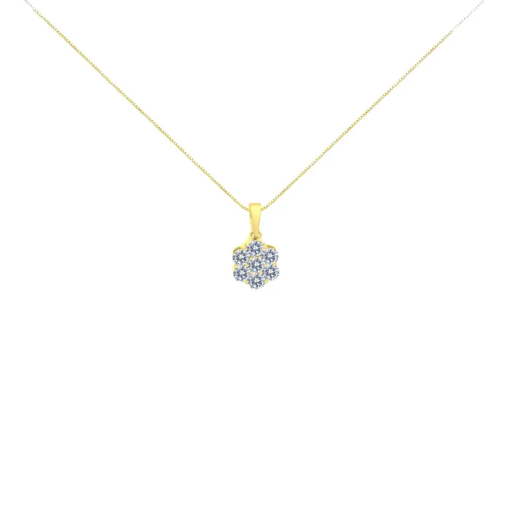 1.00 cttw seven stone diamond flower pendant in 14k yellow gold bijoux-nyc direct